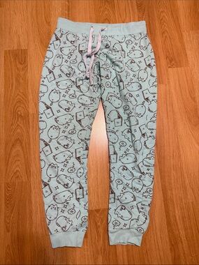 Woman’s Medium Teal Pusheen Pajama Pants - Drawstring Lounge Bottoms
